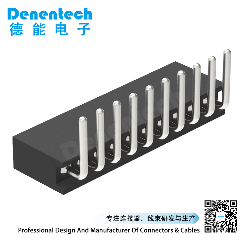 Denentech best selling 1.27MM machined female header H4.10xW2.20 single row right angle machined pin connector 